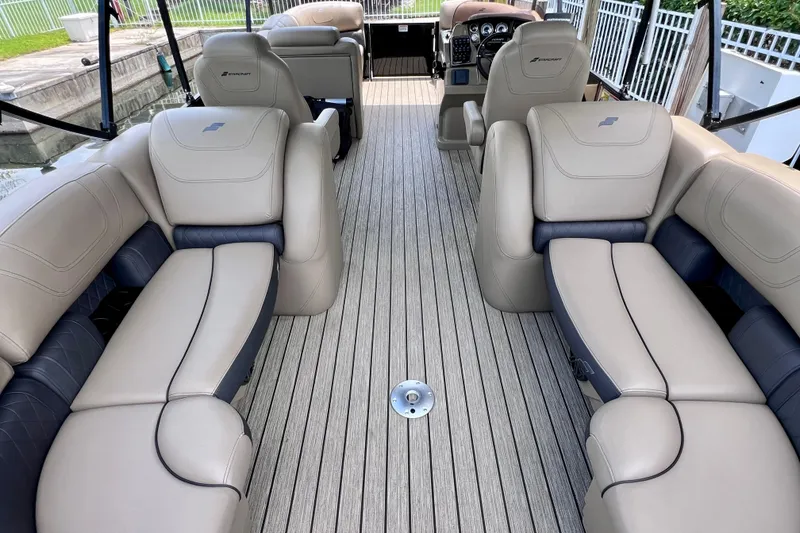 Slide: The Image of Luxurious interior of 2021 Starcraft SLS 3 boat with plush seating and sleek design. - 17