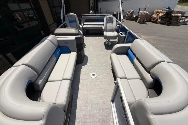 Slide: The Image of 2026 Sun Tracker Party Barge 22 RF DLX with spacious seating and modern design. - 4