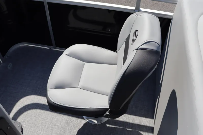 Slide: The Image of 2026 Sun Tracker SportFish 20 DLX boat seat, featuring sleek gray upholstery and modern design. - 11