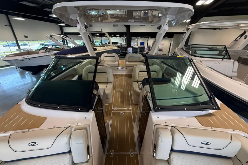 Slide: The Image of Luxurious 2027 Regal LS9 boat interior with elegant seating and modern design. - 21