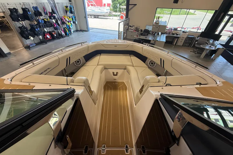 Slide: The Image of Luxurious 2027 Regal LS9 boat interior with plush seating and modern design. - 14