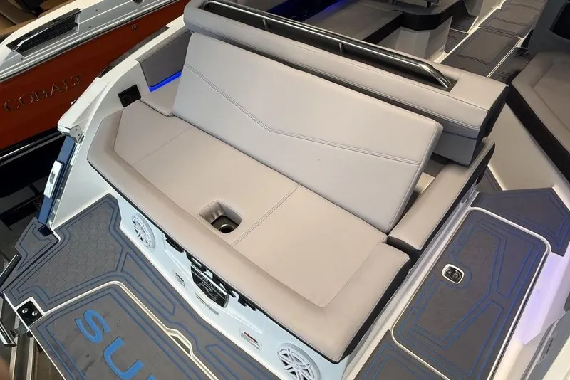 Slide: The Image of 2026 Cobalt R4 Surf boat interior with sleek seating and modern design. - 7