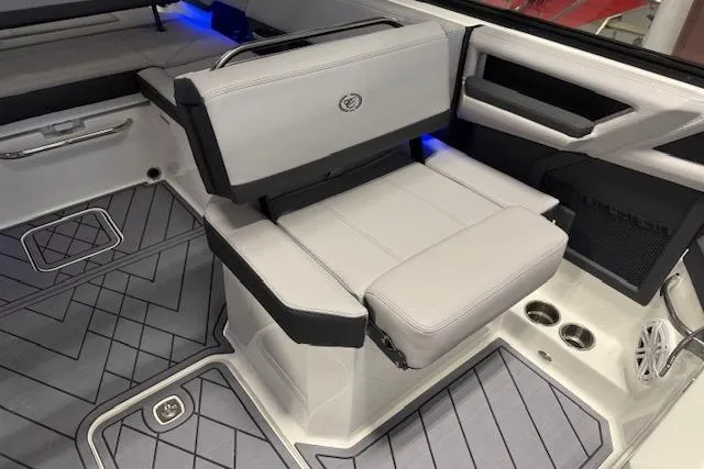 Slide: The Image of Interior of 2026 Cobalt R6 boat featuring luxurious seating and modern design elements. - 7