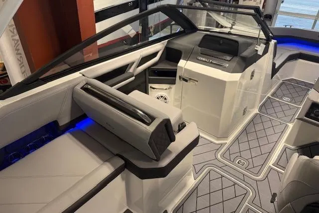 Slide: The Image of Luxurious interior of 2026 Cobalt R6 boat with modern seating and sleek design. - 8