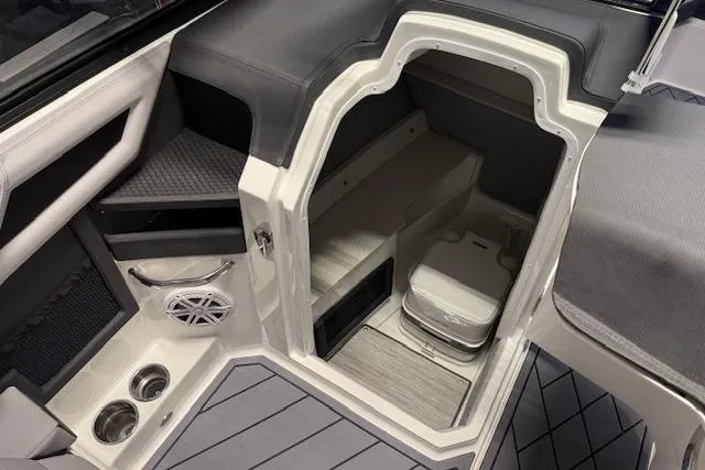 Slide: The Image of Interior of 2026 Cobalt R6 boat featuring seating and storage area. - 4