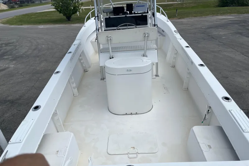 Slide: The Image of Duskey 256 boat interior, 2007 model, featuring spacious deck and seating area. - 20