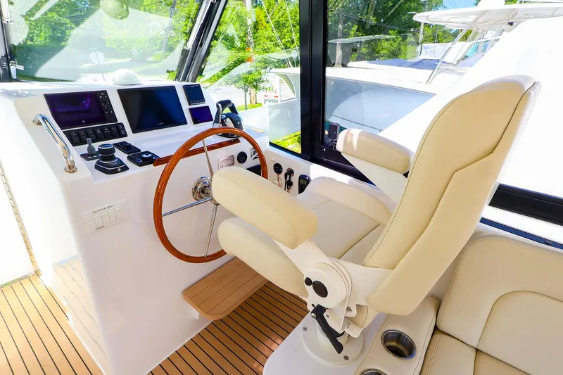 Slide: The Image of Helm of 2022 MJM 3z boat with modern controls and comfortable seating. - 9