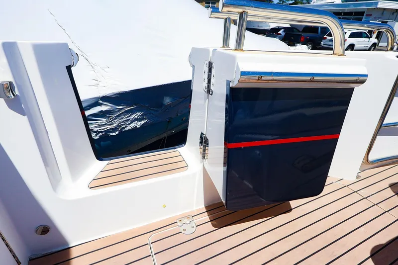 Slide: The Image of 2022 MJM 3z yacht deck with sleek design and modern features. - 44