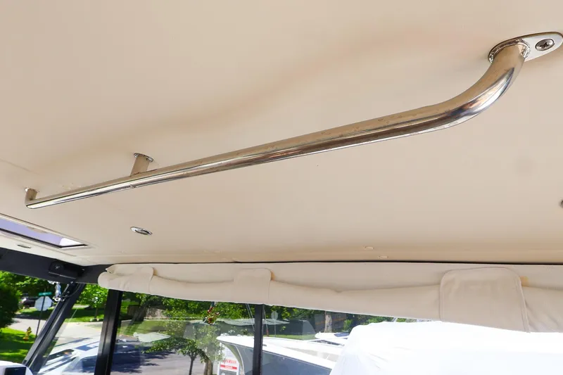 Slide: The Image of Ceiling-mounted metal handrail inside 2022 MJM 3z boat cabin. - 29