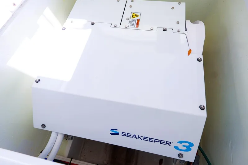 Slide: The Image of Seakeeper 3 stabilizer installed in 2022 MJM 3z boat for enhanced stability. - 39