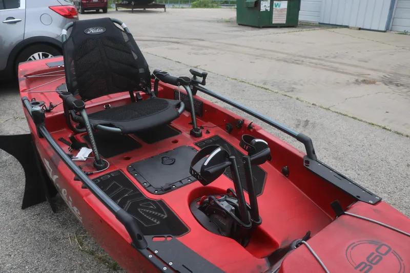 Slide: The Image of 2023 Hobie Mirage Pro Angler 14 kayak with adjustable seat and pedal drive system. - 7