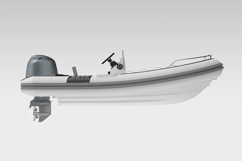 Slide: The Image of Manufacturer Provided Image: Novurania DL 430 boat 2026, side view, gray motor. - 1