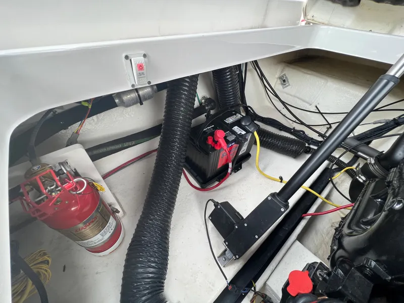 Slide: The Image of View of the engine compartment of a 2016 Chaparral 257 SSX boat. - 34