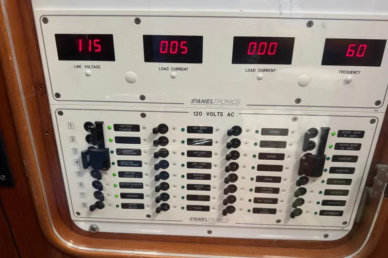 Slide: The Image of Electrical control panel with digital displays and switches, Mason 54, 1989 model. - 27