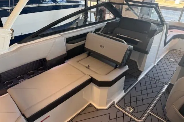 Slide: The Image of Luxurious interior of 2026 Cobalt R4 boat with sleek seating and modern design. - 11