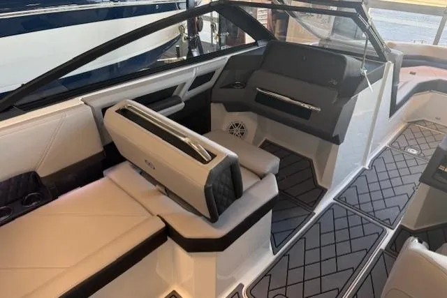 Slide: The Image of Luxurious interior of 2026 Cobalt R4 boat with modern seating and sleek design. - 10