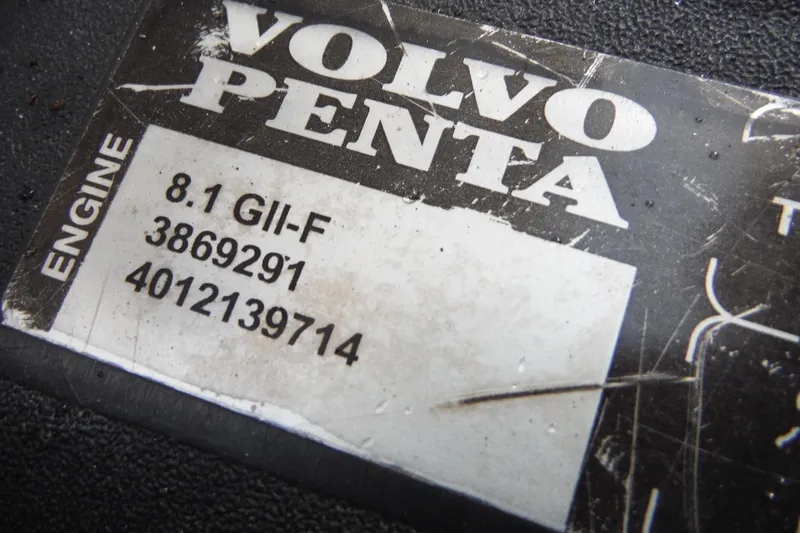Slide: The Image of Volvo Penta engine label on 2005 Chaparral Signature 350, model 8.1 GII-F. - 38