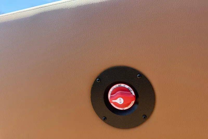 Slide: The Image of Red switch on Bentley Pontoons Legacy 223 Swingback, 2026 model, against tan background. - 21