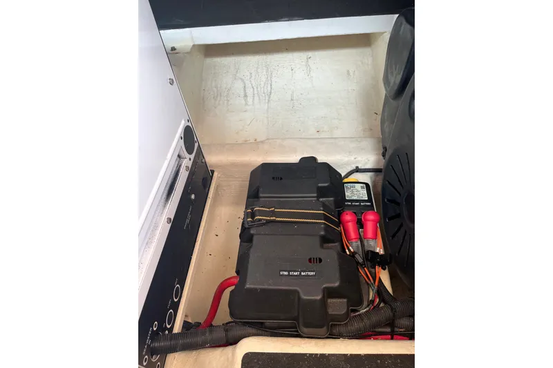 Slide: The Image of Battery compartment of 2018 Sabre 42 Fly Bridge Sedan boat. - 47