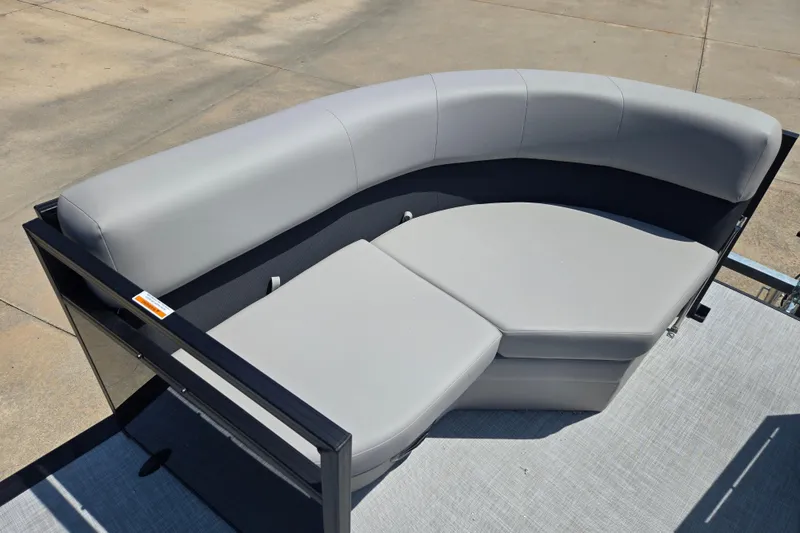 Slide: The Image of Modern Dockside 22DQ275 boat seating, 2026 model, featuring sleek gray upholstery and curved design. - 6