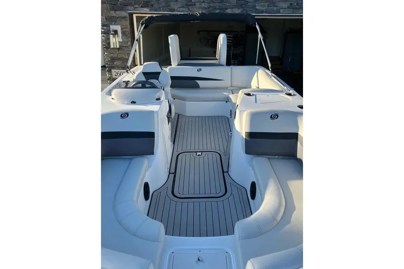 Slide: The Image of 2020 Hurricane SunDeck Sport 188 IO boat interior with sleek seating and modern design. - 15