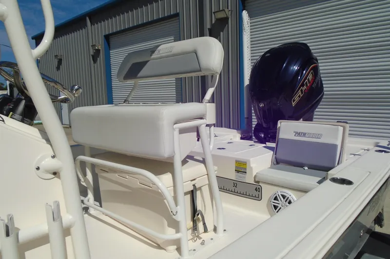 Slide: The Image of 2022 Pathfinder 2200 TRS boat with Yamaha engine, featuring comfortable seating and sleek design. - 21
