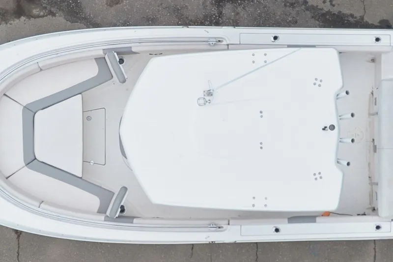 Slide: The Image of Overhead view of 2017 Robalo R242 Center Console boat, showcasing spacious deck layout. - 44