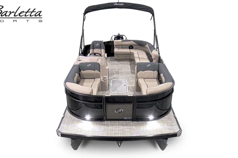 Slide: The Image of 2027 Baretta S20L pontoon boat with spacious seating and sleek design. - 1