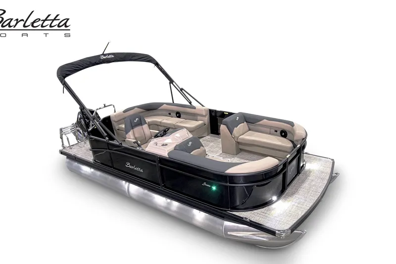 Slide: The Image of 2027 Barletta S20L pontoon boat with sleek design and comfortable seating. - 5