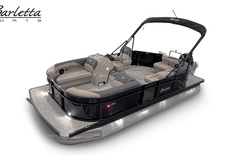 Slide: The Image of 2027 Barletta S20L pontoon boat with sleek design and comfortable seating. - 2