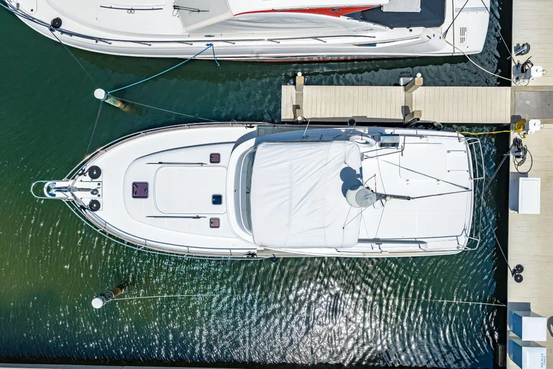 Slide: The Image of Aerial view of 2006 Beneteau Swift Trawler 42 docked at marina. - 25
