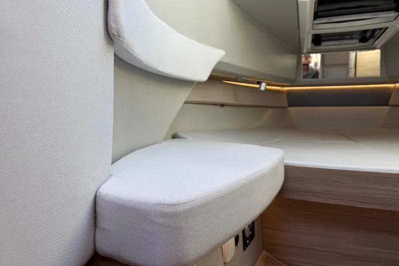 Slide: The Image of 2024 Saxdor 320 GTC interior with modern seating and sleek design elements. - 38