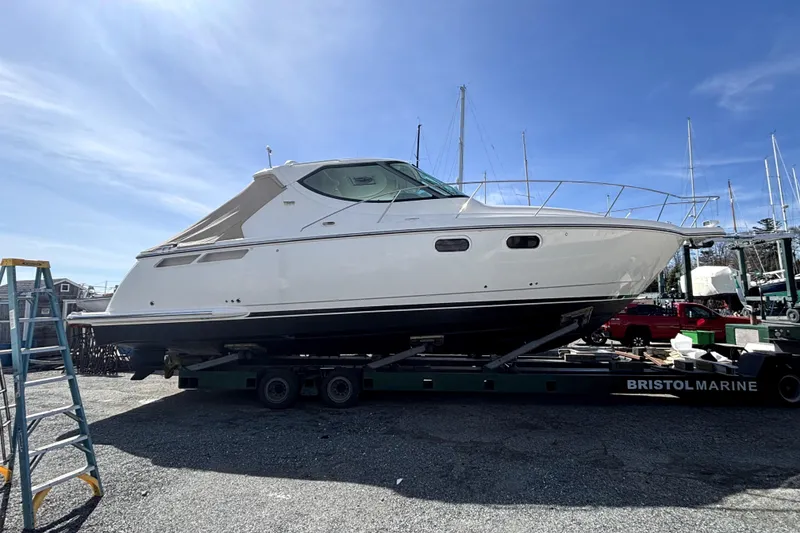 Slide: The Image of 2012 Tiara Yachts 3900 Sovran on trailer at Bristol Marine. - 2