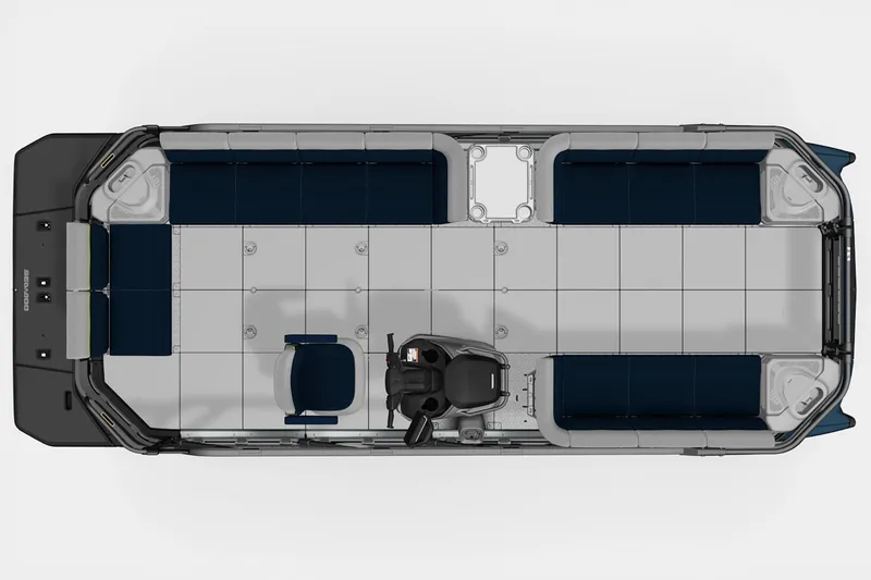 Slide: The Image of Top view of 2026 Sea-Doo Switch Cruise Limited 21, showcasing spacious seating layout. - 2