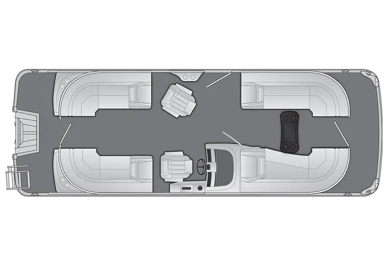 Slide: The Image of Manufacturer Provided Image: Top view layout of 2026 Bennington 24 LXS Quadbench pontoon boat. - 16