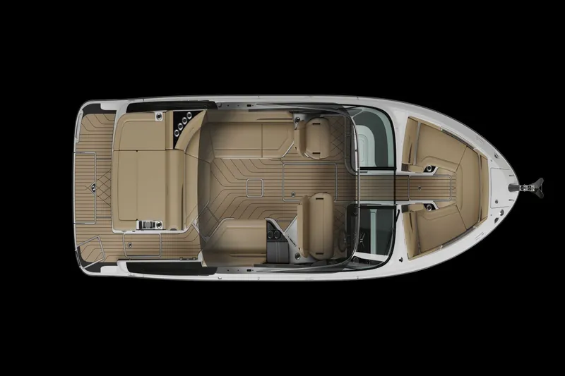 Slide: The Image of Top view of a Sea Ray SLX 280 boat with sleek seating and spacious deck. - 20