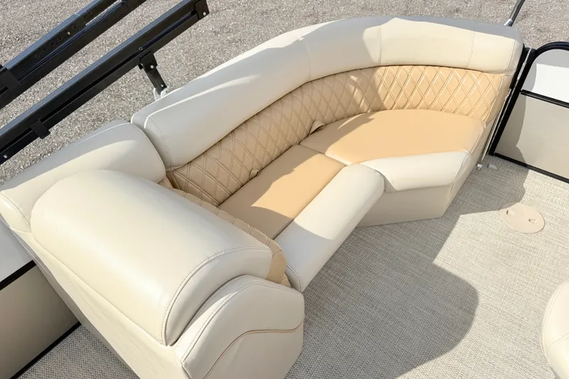 Slide: The Image of Luxurious seating on 2019 South Bay S224SB225 pontoon boat with beige upholstery. - 9