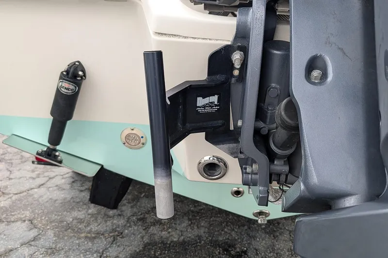 Slide: The Image of Close-up of 2019 Key West 239 FS boat's engine mount and hydraulic components. - 6