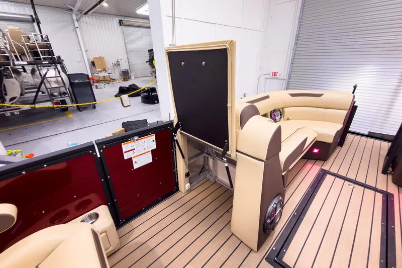 Slide: The Image of Interior of 2026 Montara Surf Boss EVO - SL 25' boat with luxurious seating. - 19