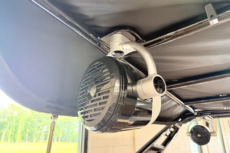 Slide: The Image of Speaker system on 2026 South Bay 525RS DC boat, featuring Roswell audio equipment. - 13