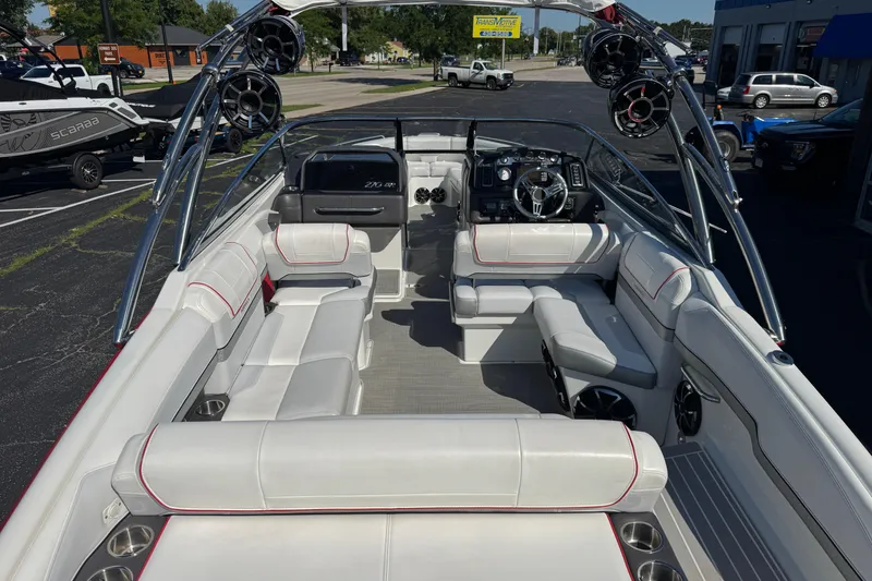 Slide: The Image of 2018 Formula 270 Bowrider interior with sleek seating and modern dashboard. - 17