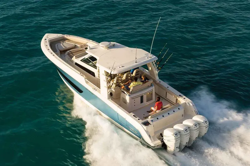 Slide: The Image of Manufacturer Provided Image: 2020 Boston Whaler 420 Outrage cruising on open water. - 8