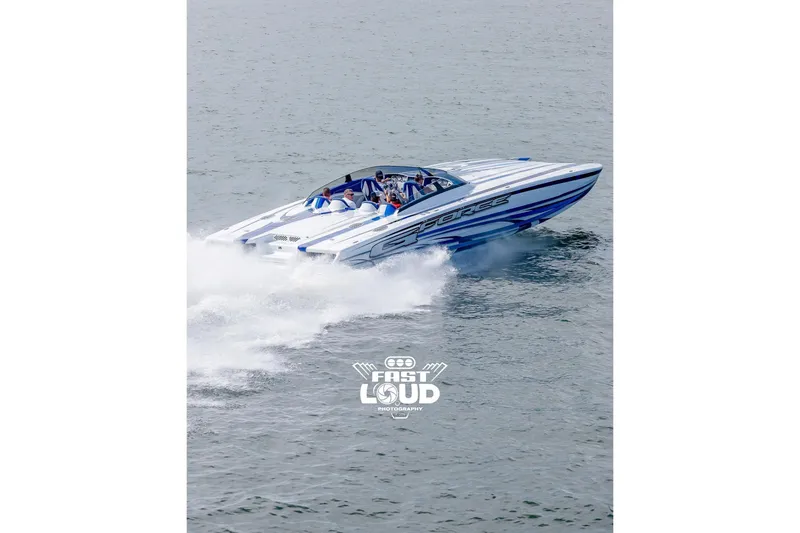 Slide: The Image of High-speed Skater 438 powerboat racing on water, 2020 model. - 35