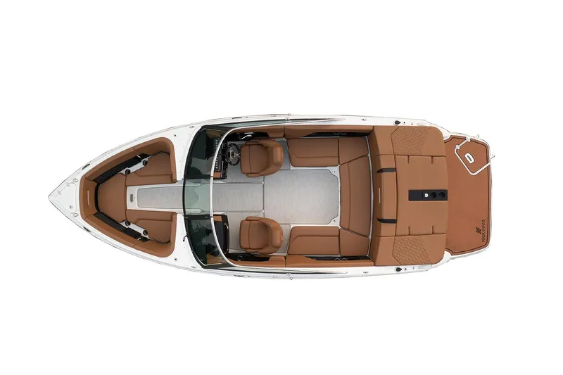 Slide: The Image of Manufacturer Provided Image: 2022 Four Winns H4 boat, top view, brown and white interior, spacious seating. - 20