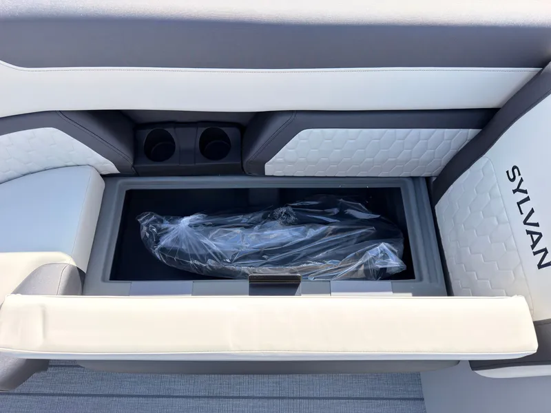 Slide: The Image of The 2027 Sylvan Q-22 ULZ features a cushioned bench seat with integrated storage. - 15