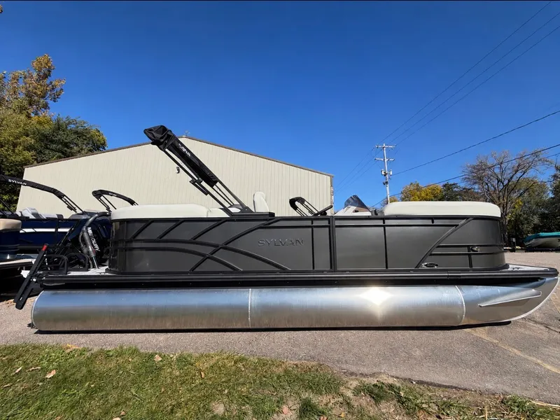 The Image of Sylvan Mirage 822 LZ 2027: Sleek pontoon boat with modern seating and black railing. - 0