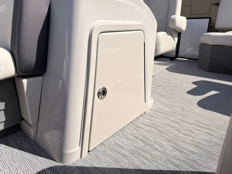 Slide: The Image of Close-up of a storage compartment on a 2027 Sylvan Mirage 820 CLZ DH boat. - 24