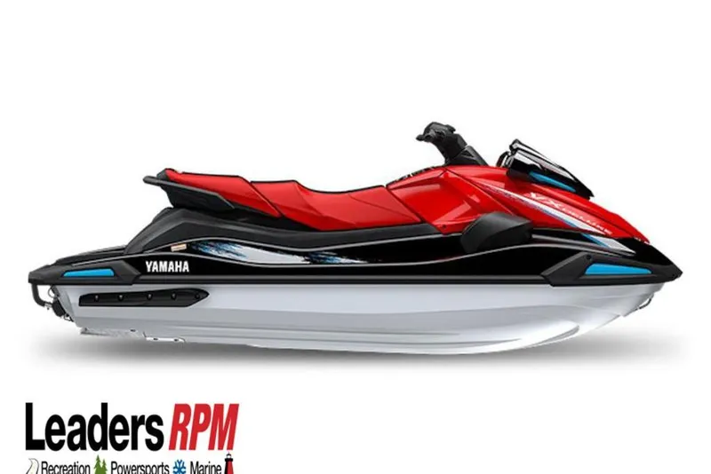Slide: The Image of 2026 Yamaha WaveRunner VX Deluxe in red and black, side view. - 26