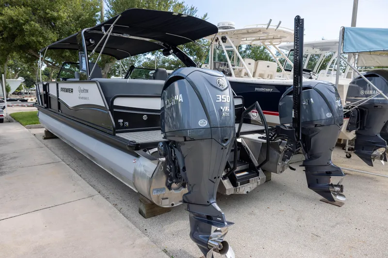 Slide: The Image of 2026 Premier 270 Intrigue GTS RF boat with dual Yamaha 350 V6 engines. - 4