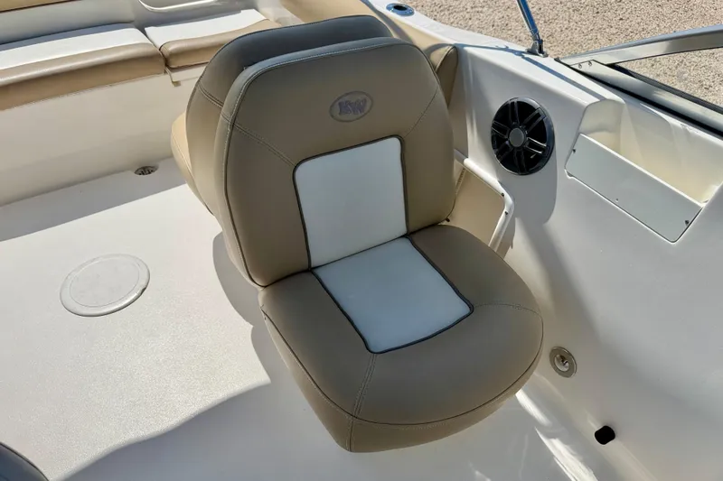 Slide: The Image of 2016 Key West 203 DFS boat seat with beige and white upholstery. - 15